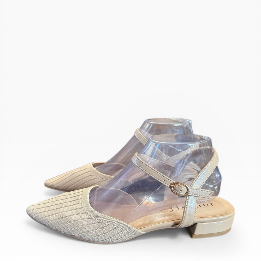 Journee Collection Ansley Tan Mary Jane Pointed Toe Flats Size 9 - Picture 5 of 9